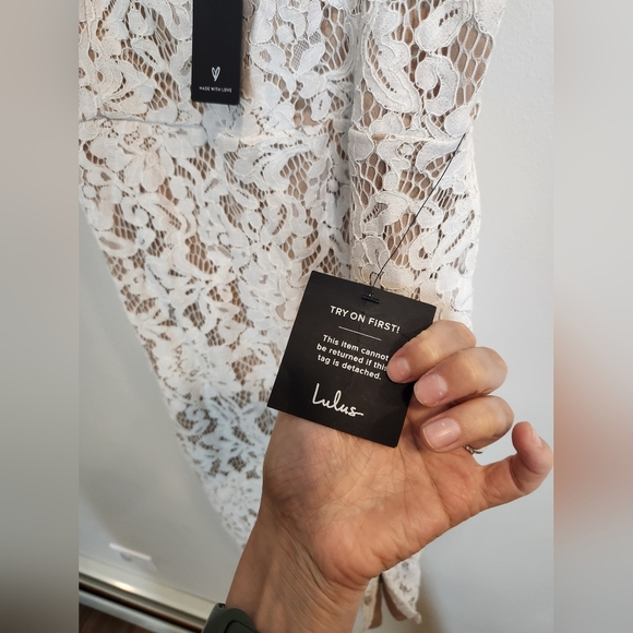 Nwt LULUS Amazing Allure White Crochet Lace Bodycon Midi Dress size S - Picture 5 of 10